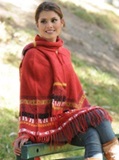 Poncho with Scarf - Red