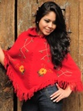 Spring Flowers Poncho - Red
