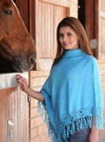 Ligth blue poncho - Macrame flowers