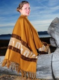 Brown Ruana with Andean Decoration