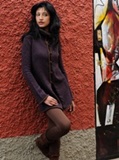 Wrinkled Neck Dress - Burgundy and Brown
