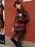 Brown alpaca dress with high neck