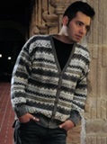 V Neck Cardigan - Geometrical Stripes