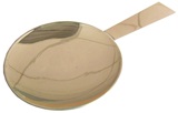 Paten: Pewter paten with handle