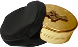 Etui mit Leder-berzug fr Hostiendose/Pyxis