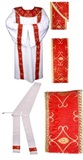 Dalmtica blanca + estola dicono - franjas rojas