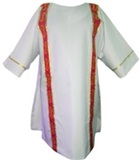 Dalmtica Blanca con Franjas Rojas