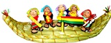 Totora raft with musicians (small size)