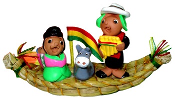 Totora raft with family (small size)