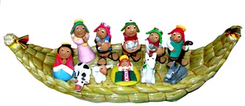Totora raft with birth (big size)