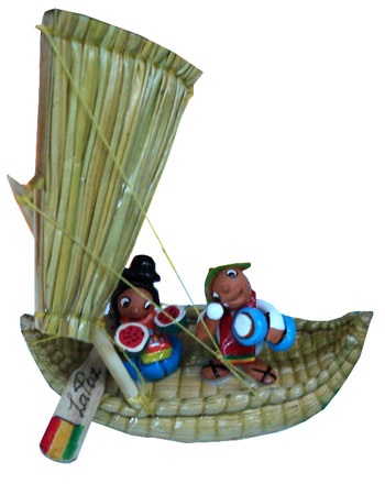 Balsa de totora con esposos