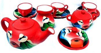 Tea set  Valley cholitas  - red