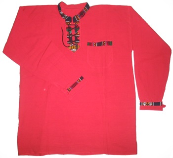 Shirt with awayo details- red