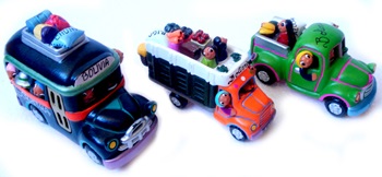 3 carritos de ceramica