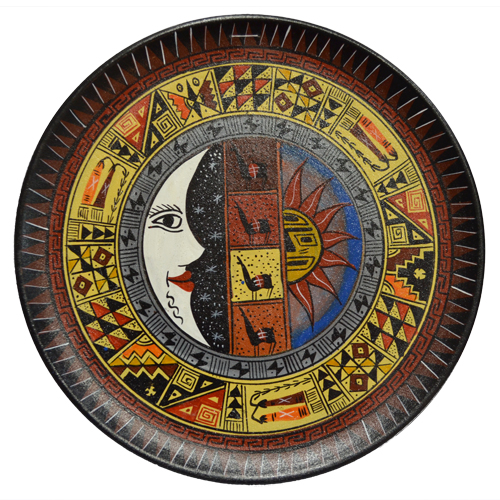 Plat en bois décoratif: éclipse des Andes