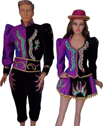 Traje de caporal color Negro y fuxia para mujer