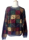 100% Alpaca Sweater- Multicolor squares