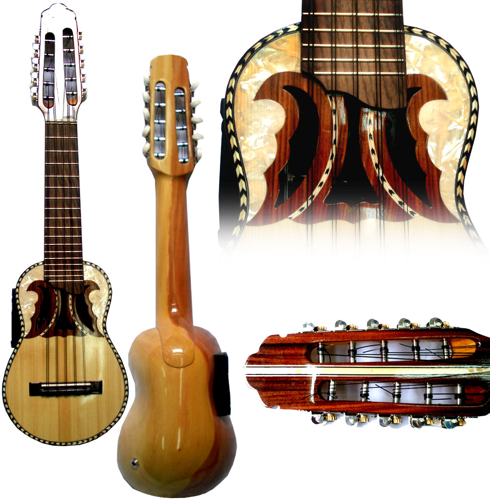Elektroakustisches Profi - Charango - Schmetterlingsform schalloch