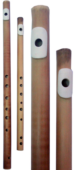 Pair de flutes traversieres en bambou - tete en os