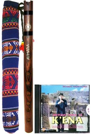 Set: Quena   Aymara   Profesional de maderade Bambú + Funda de Awayo + Método de Aprendizaje