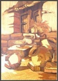 静物画/波と壷のある朽ちた家