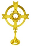 Monstrance: Beautiful Gold Plated 4 Leafs Monstrance