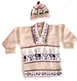 Alpaca Sweater & Lluchu (For kids of 1 to 2 years) Beige