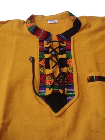 Chemise avec détails en awayo - jaune