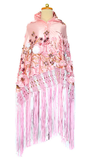 Cholita shawl with silk macramé - Pantila