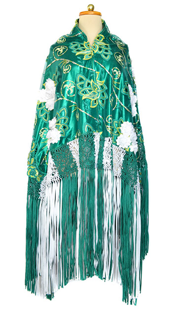 Cholita shawl with silk macramé - Chuxña